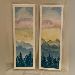Original Mountain Sunset Art Bookmarks Laminated Size 7.5”x2.5”